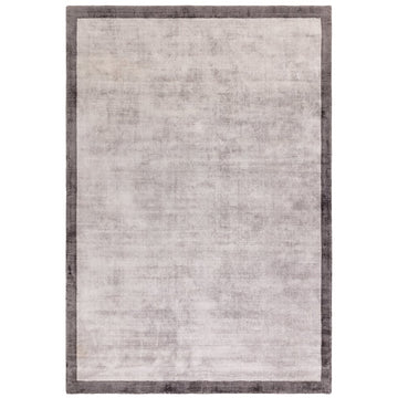 Blade Slim Border Modern Plain Distressed Tonal Metallic Shimmer Hand-Woven Soft Textured Tip Sheared Loop Pile Silky Viscose Flatweave Silver/Grey Border Rug-Asiatic Carpets-Rug Love - The Most Loved Rug Store